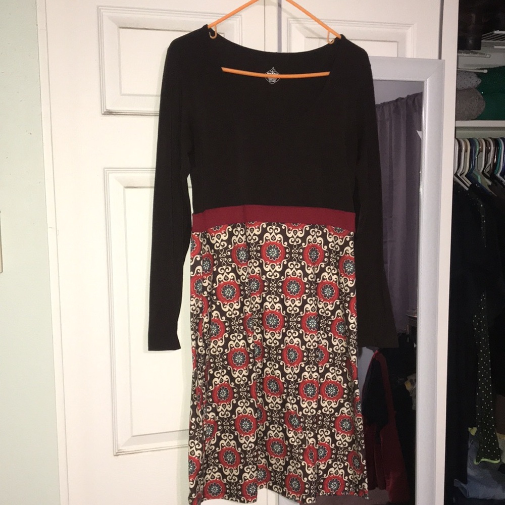 Prana Dark brown and floral Dress Medium